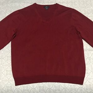 Brooks Brothers 346 (Size L)Buttery Soft Merino Wool Pullover Sweater,V-Neck Red
